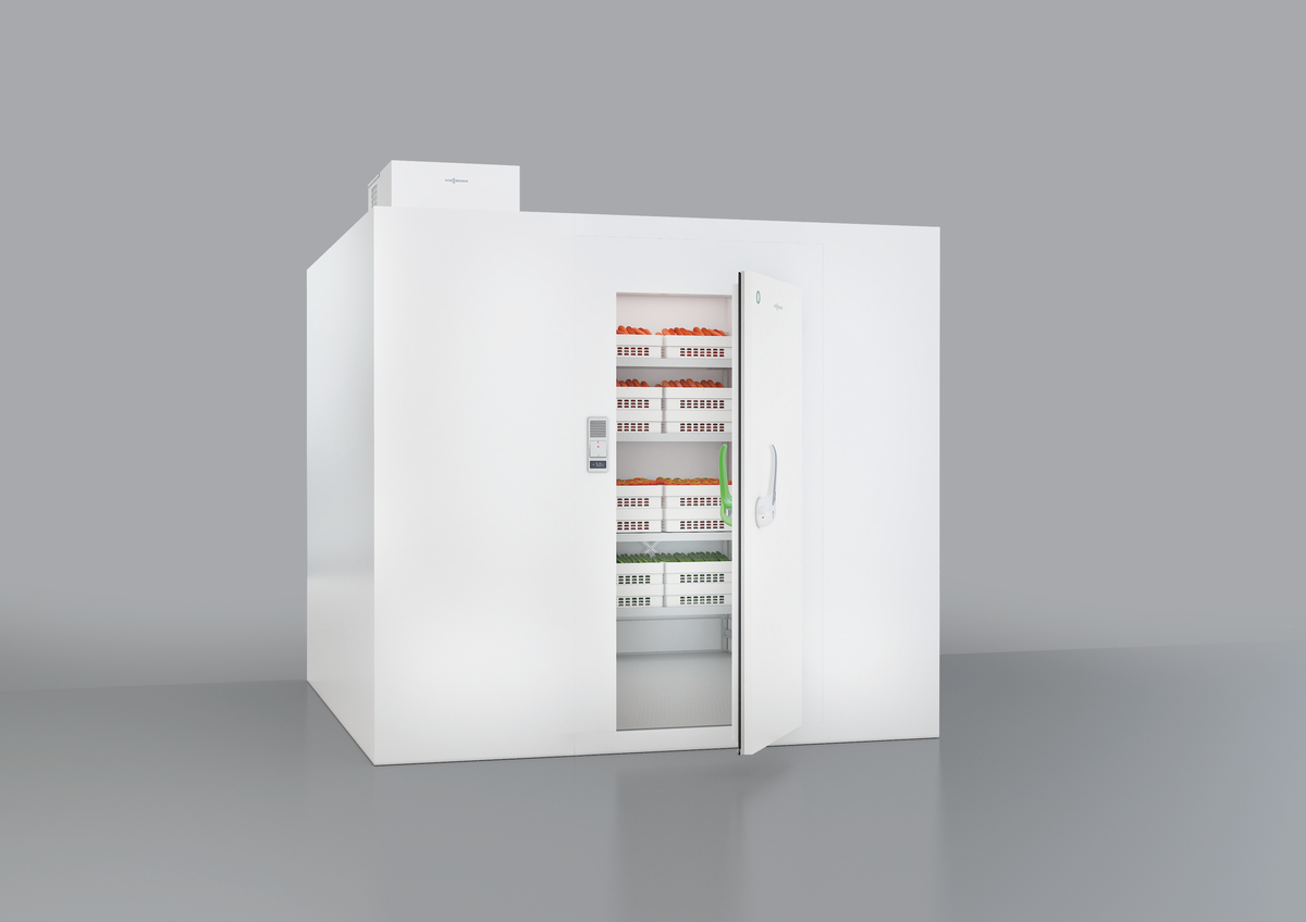 TectoCell Standard Plus - with ceiling-mounted refrigeration unit and vegetables inside